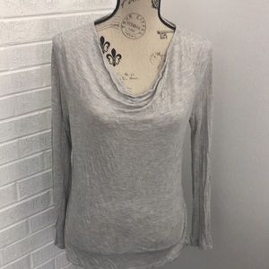 J. Crew Gray Long Sleeve Tee with Cowl Neck size M